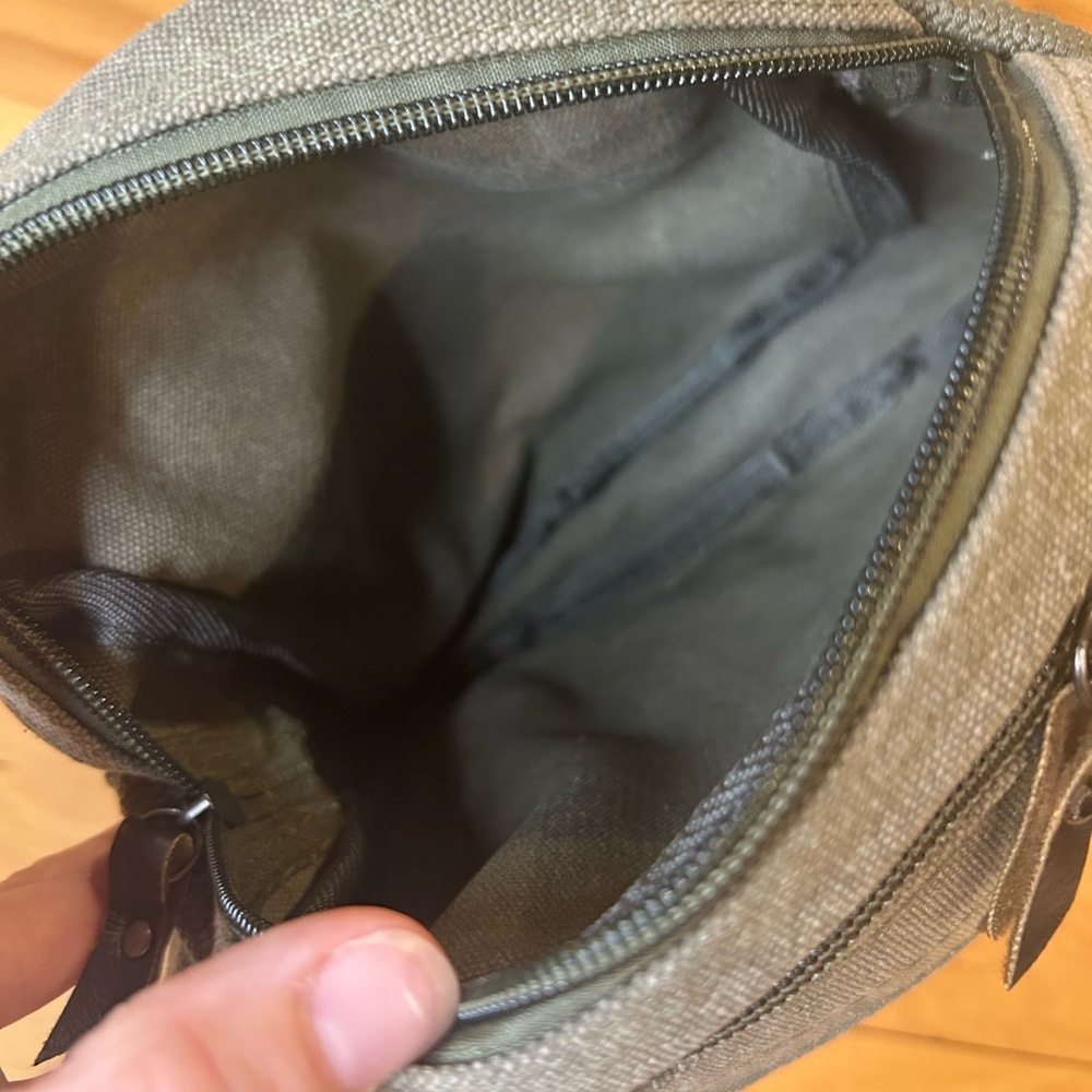 Olive Green Canvas Men’s Crossbody Chest Bag - Picture 9 of 12